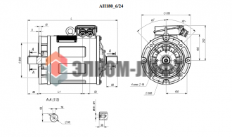 Электродвигатель АН180А6/24НЛБУ3 IM3002  (5-1.1кВт) фланец 300мм,  (Ярославский)