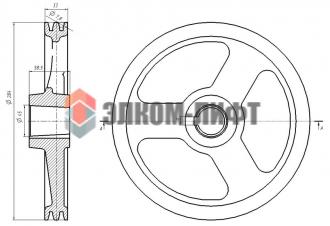 Шкив канатоведущий 280х2х7,8 239.22.00.001 МЛЗ