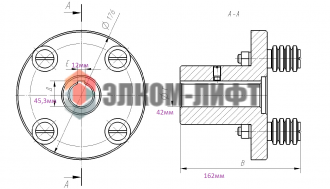 Полумуфта моторная D=42мм L=162мм 4 пальца 0471.22.04.000-09